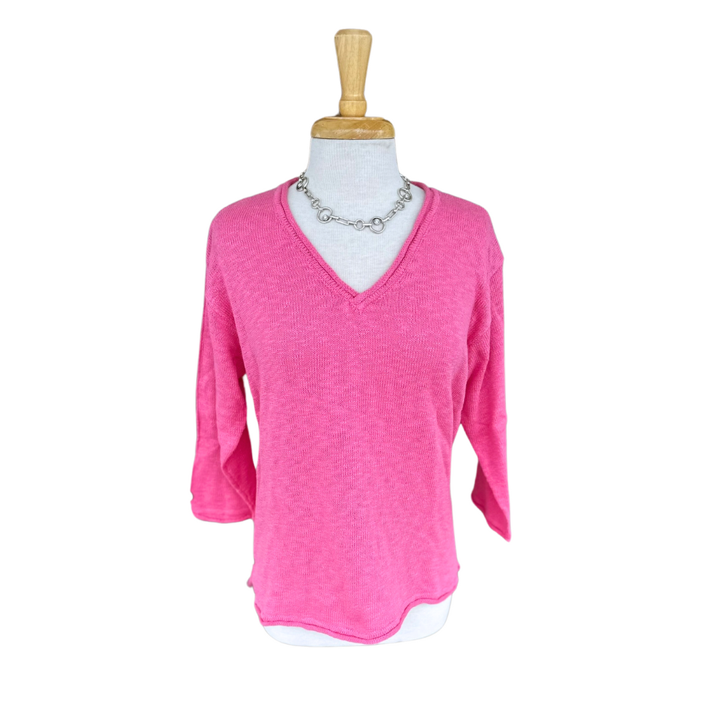 Lulu-B V-Neck Sweater Hot Pink