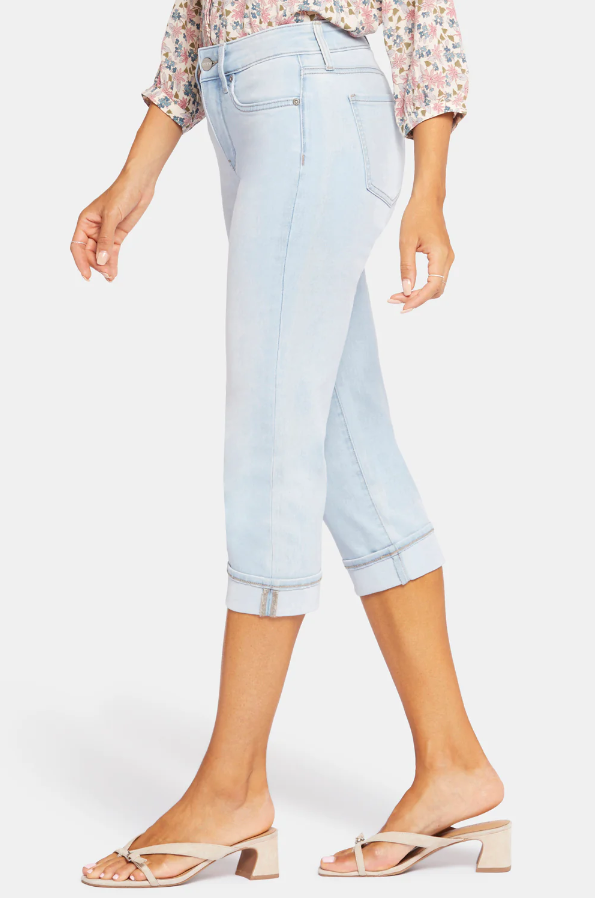 Marilyn Straight Crop Jeans In Cool Embrace® Denim With Cuffs - Inspire  Blue | NYDJ