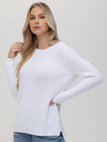 Side view of relaxed fit crewneck In Bleach White