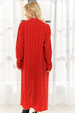 Adora Cable Knit Cozy Cardigan Red