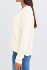 Eyelet V Neck Sweater