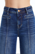 High Rise Wide Leg Denim Jeans With Raw Hem