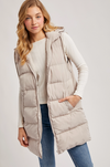 Hooded Zipper Down Longline Puffer Vest