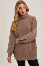 Ribbed knit tunic sweater perfect for layering in fall and winter