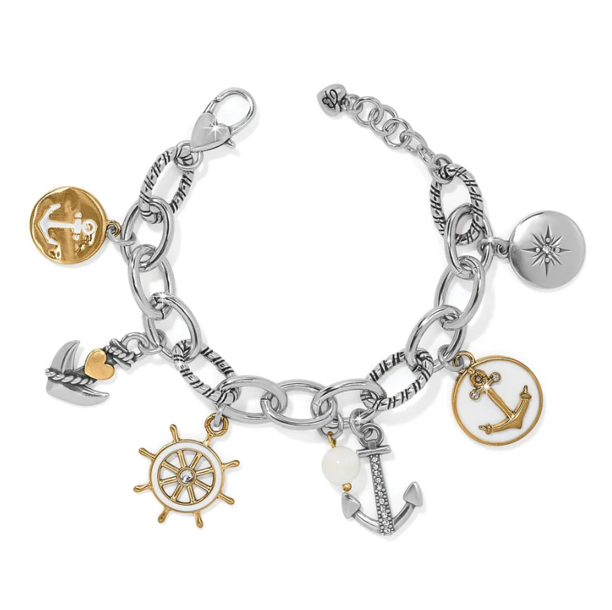 Brighton Anchors Away Bracelet with anchor charm and silver links