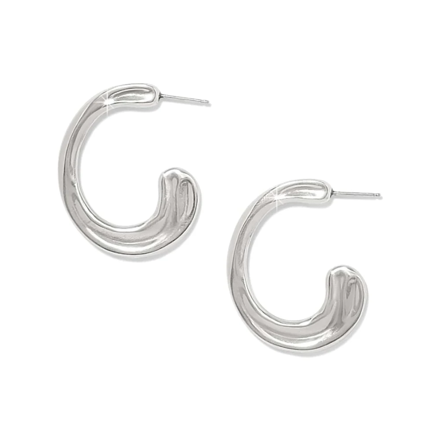 ​Brighton Cascade Silver Hoop Earrings with sculptural design