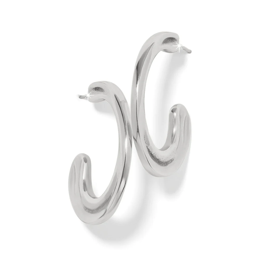 ​Brighton Cascade Silver Hoop Earrings with sculptural design