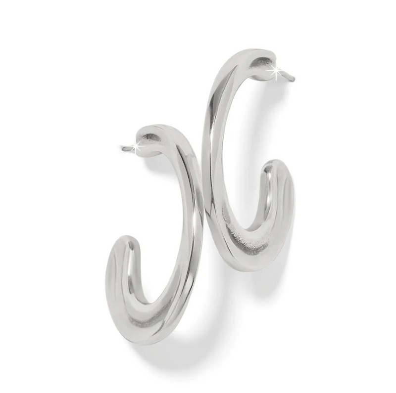 ​Brighton Cascade Silver Hoop Earrings with sculptural design