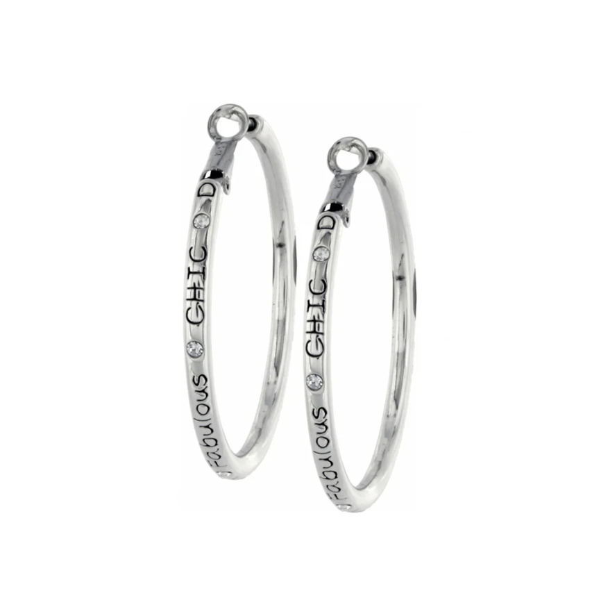 Brighton Silver Fashionista Hoop Earrings with stone accents