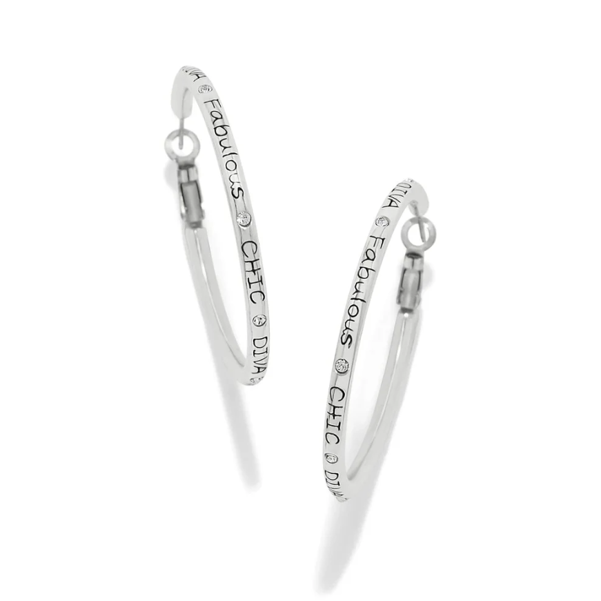 Brighton Silver Fashionista Hoop Earrings with stone accents