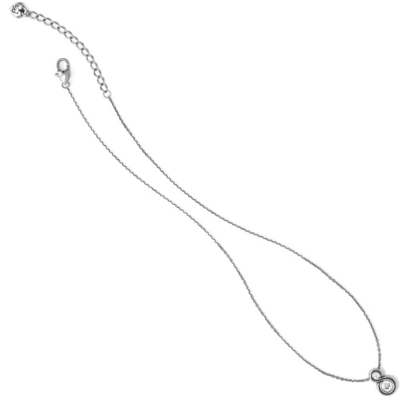 Infinity pendant on adjustable silver chain