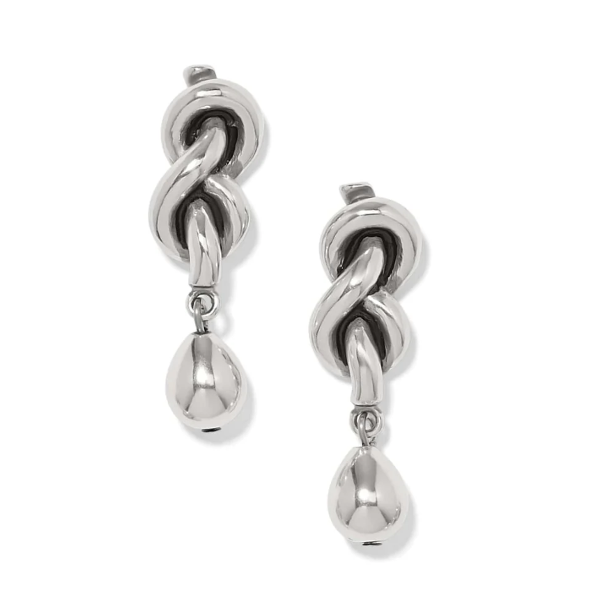 ​Brighton Interlok Single Knot Drop Earrings in silver finish