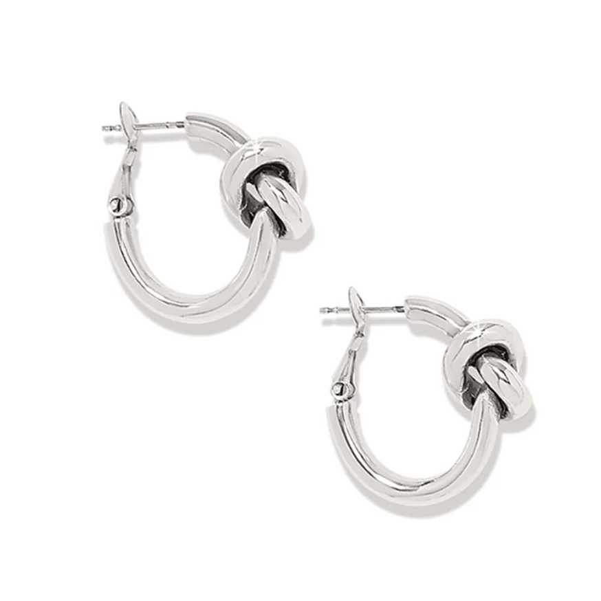 Brighton Interlok Single Knot Silver Hoop Earrings with intricate knot design