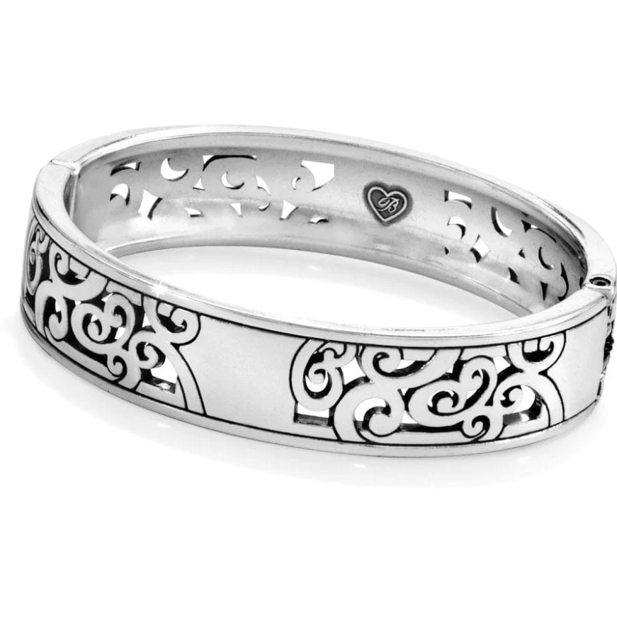 Brighton Mingle Hinged Bangle with silver scroll design