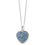 Front view of Brighton Sweet Love Necklace with heart-shaped sapphire pendant