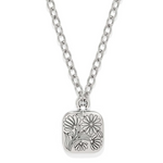Back of silver-plated square pendant with Australian daisy design
