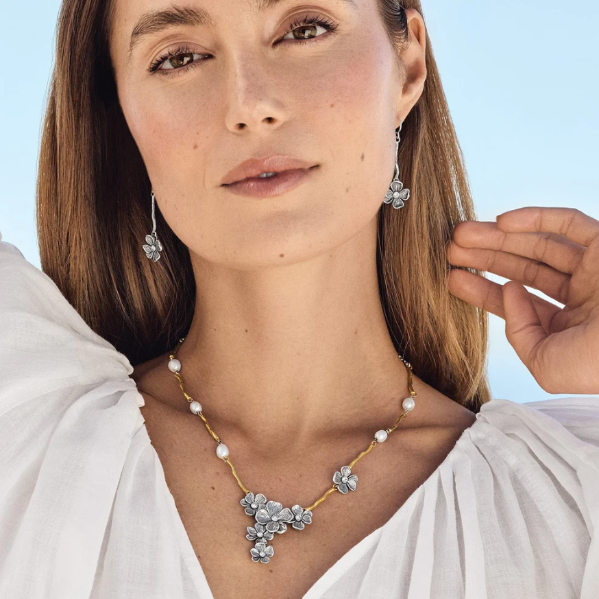 ​Brighton Everbloom Windflower Earrings in silver with crystal accents