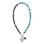 Brighton charm necklace featuring vibrant blue gemstone beads