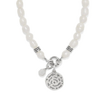 Brighton pearl strand necklace with silver charm centerpiece