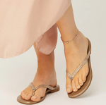 Delicate crystal ankle bracelet on model