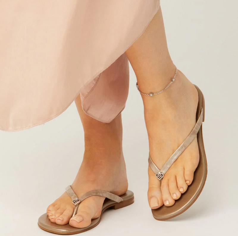 Delicate crystal ankle bracelet on model