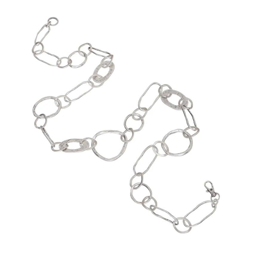 Handmade Chanour pewter chain necklace with silver-plated finish