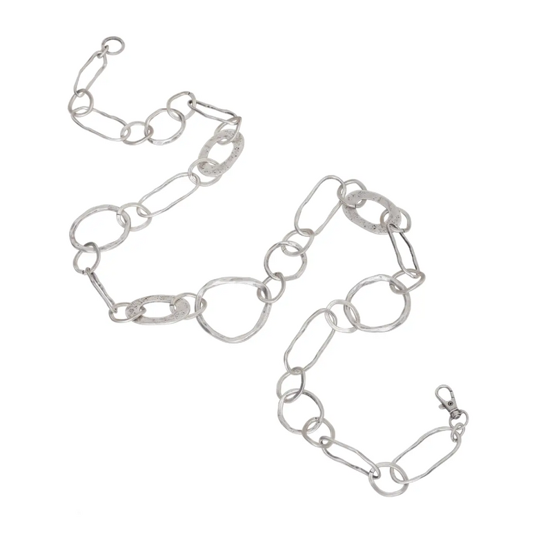 Boho-style necklace with unique handcrafted chain links