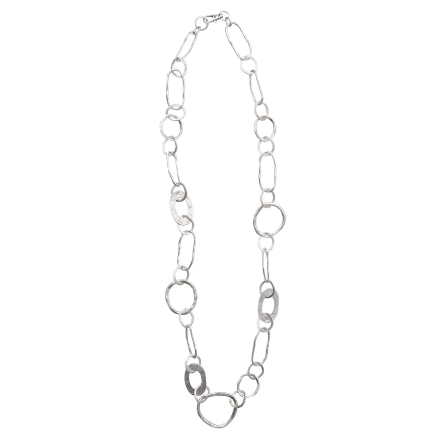 Handmade Chanour pewter chain necklace with silver-plated finish