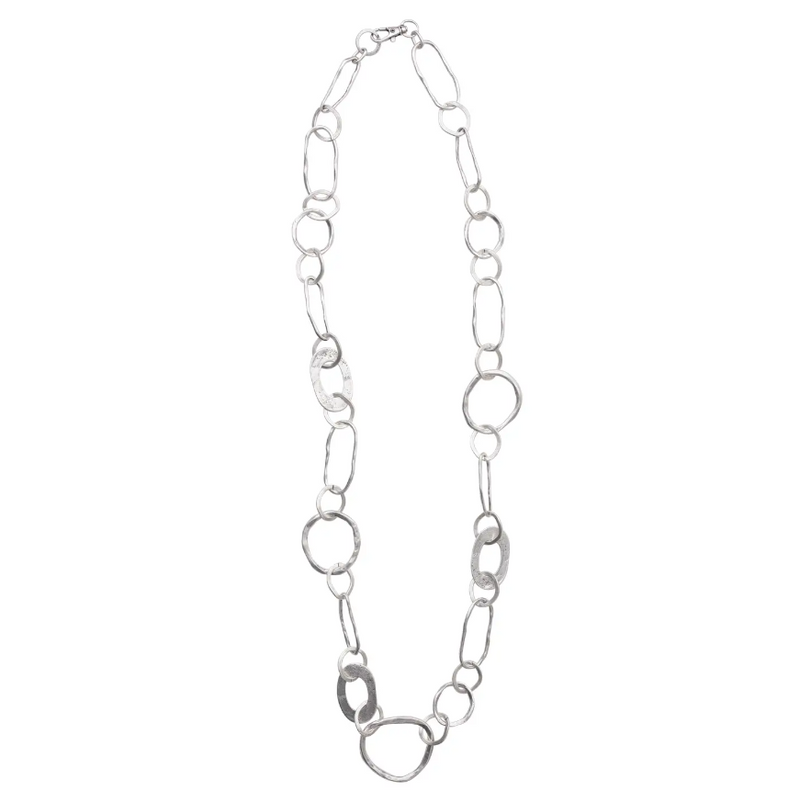 Handmade Chanour pewter chain necklace with silver-plated finish