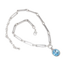 Blue crystal drop necklace with silver paperclip chain and lobster clasp
