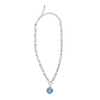 Chanour Handmade Blue World Pewter Necklace with Swarovski drop