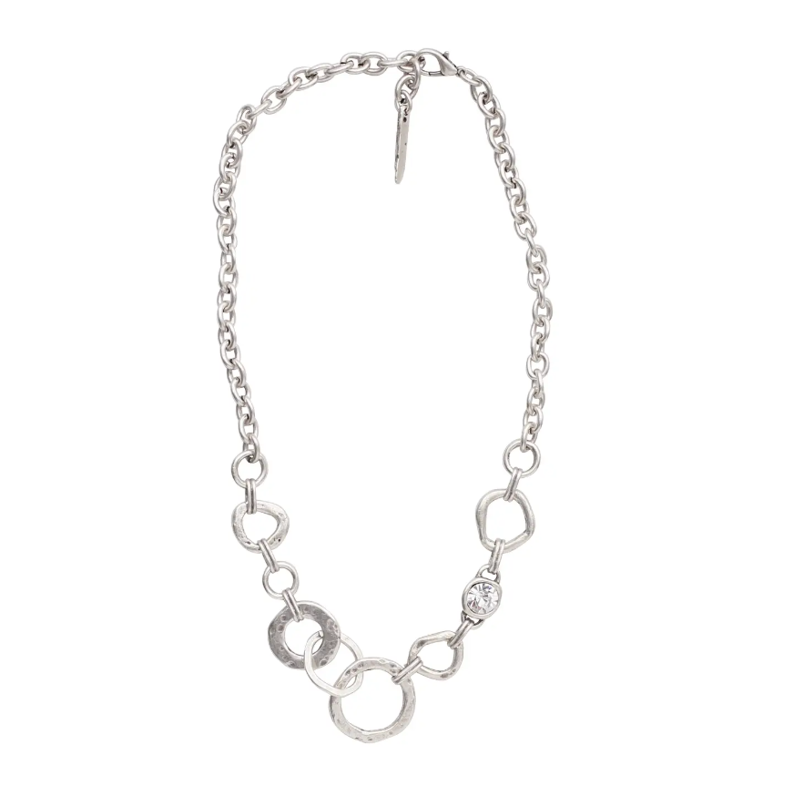 Adjustable silver-plated crystal link necklace from The Lazy Daisy