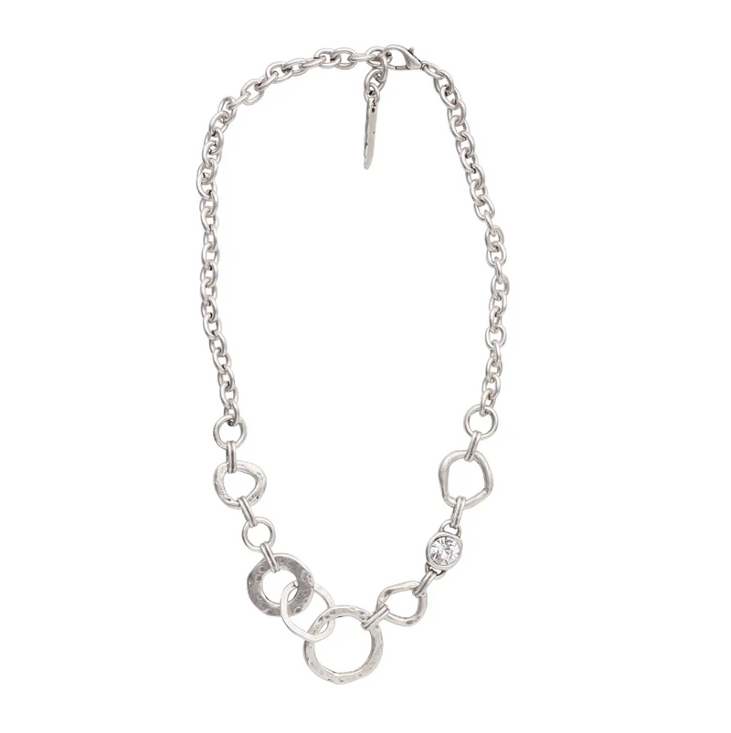 Adjustable silver-plated crystal link necklace from The Lazy Daisy