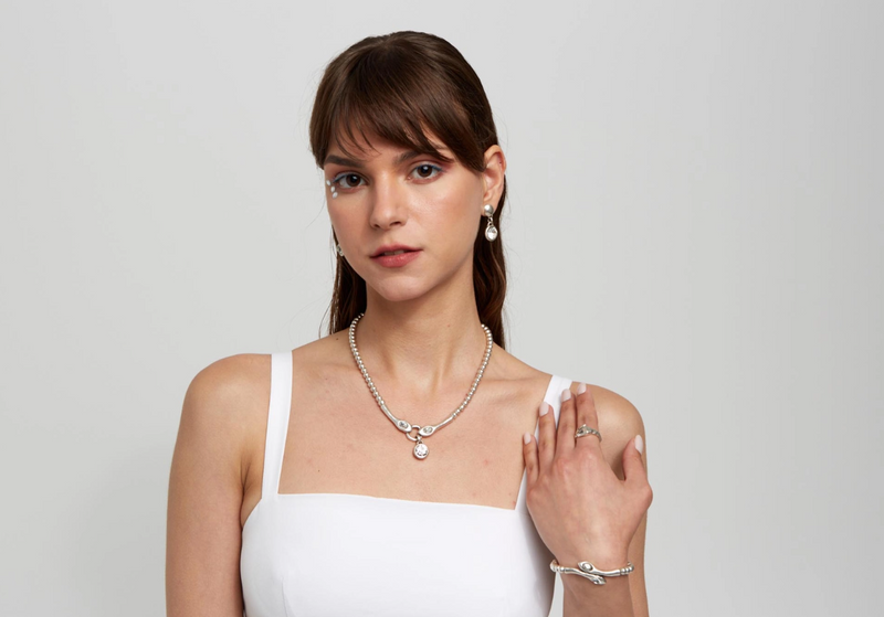 Elegant crystal statement necklace for coastal-chic and formal styles