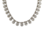 Silver collar-length necklace with clear crystals and hook closure