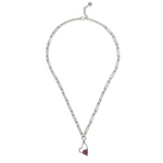 Handmade pewter necklace with pink Swarovski heart charm