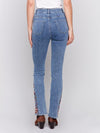 Charlie B Bootcut Jeans with Floral Embroidery Medium Blue