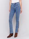 Charlie B Bootcut Jeans with Floral Embroidery Medium Blue