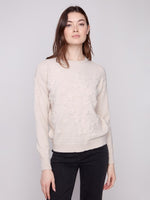 Crew Neck Sweater with Tonal Embroidery