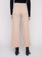 Twill crop pants styled with a fall sweater and boots