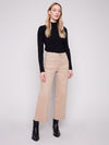 Cropped wide leg sesame twill pants with patch pockets