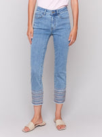 Charlie B Embroidered Cuff Jeans