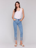 Charlie B Embroidered Cuff Jeans