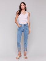 Charlie B Embroidered Cuff Jeans