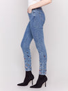 Charlie B Embroidered and Beaded Slim Fit Jeans