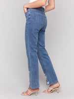 Charlie B Floral Embroidered Bootcut Jean Medium Blue