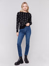 Charlie B Floral Embroidery Knit Sweater