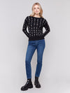 Charlie B Floral Embroidery Knit Sweater