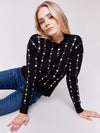 Charlie B Floral Embroidery Knit Sweater