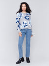 Charlie B Fuzzy Floral Jacquard Sweater